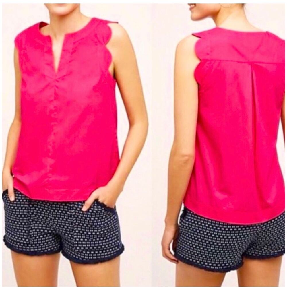 Anthropologie Maeve scalloped edge sleeveless tank top
